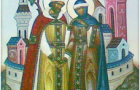 Святые Пётр и Февронья. ФрескаСпасо-Преображенского монастыря в Муроме.
